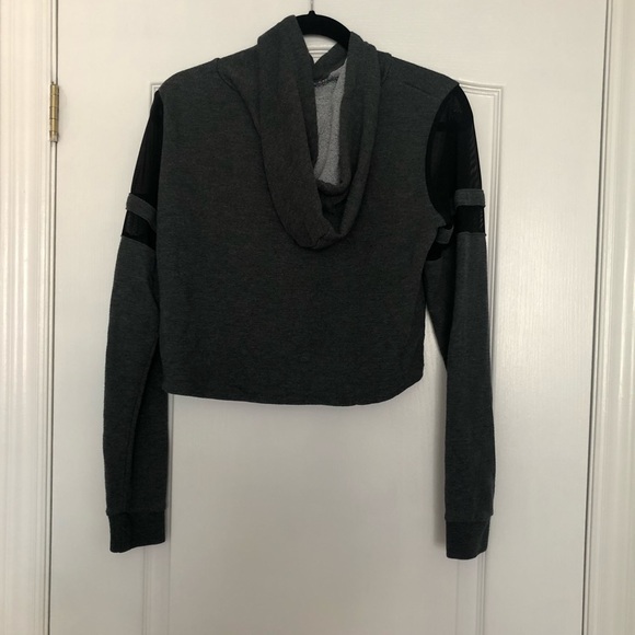 Grey and Black cropped long sweater top - Picture 2 of 2